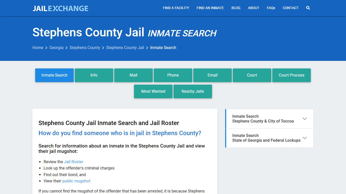 Inmate Search: Roster & Mugshots - Stephens County Jail, GA
